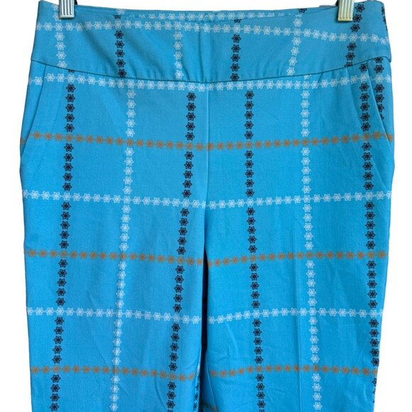 Inspired Style Ankle Pants Aqua Blue Check Size 10 Pockets Cotton Blend $124 NEW - Picture 7 of 16